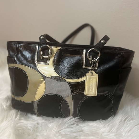 Coach Black Leather Tote Bag - Picture 2 of 12